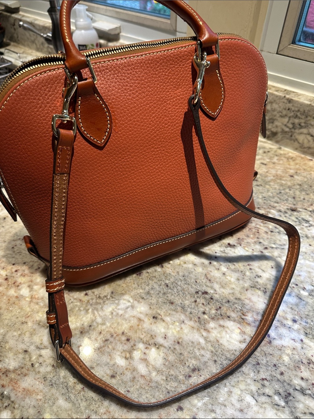 Dooney & Bourke Pebbled Leather Satchel in Cognac. Handbag never used brand new. - Picture 4 of 4